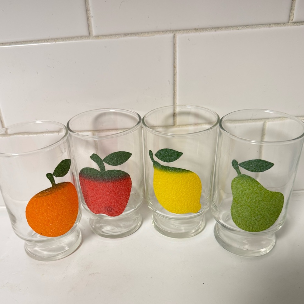 MCM embossed Fruit-Themed juice Glass Set 4 piece - Picture 3 of 3